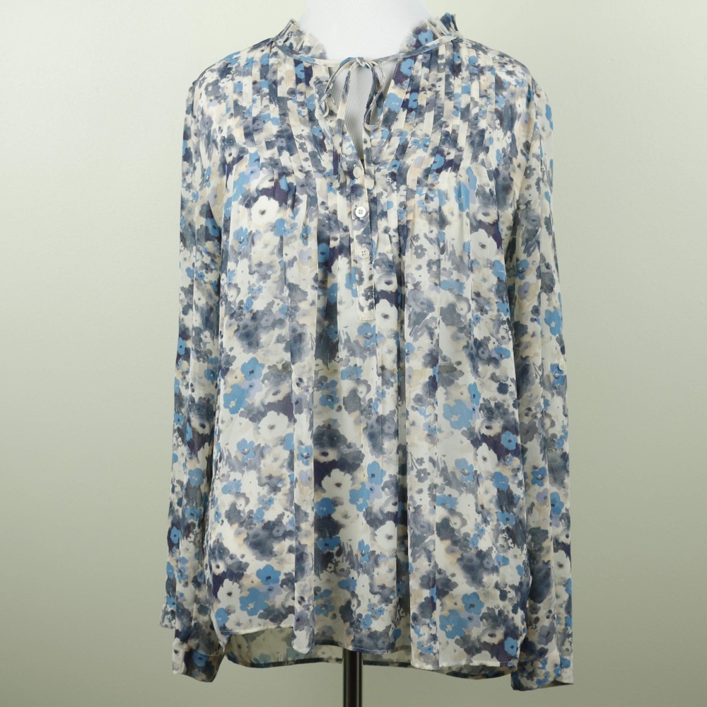 LC Lauren Conrad flower print pleated long sleeve